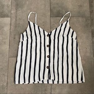 Topshop Black and White Button Front Tank